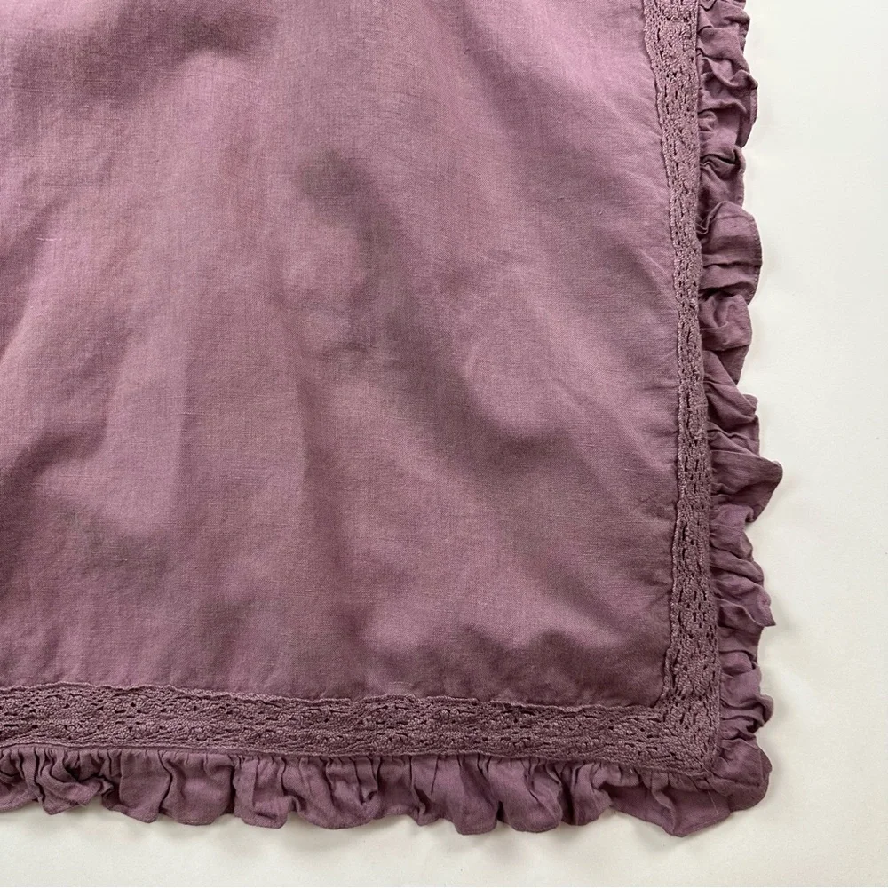 Tahari Home Lavender Shabby Chic Lace Trim Linen Cotton Euro Pillow Sham